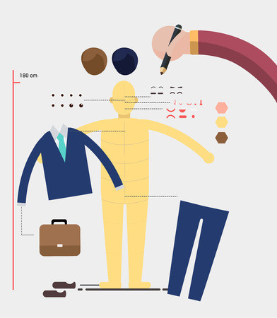 Hand design character with fashion prop vector.Character design concept.のイラスト素材
