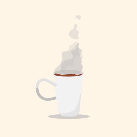 White Cup of coffee with soft smoke art flat design style vectorのイラスト素材