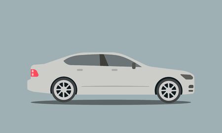 Flat modern silver car vector.Sport car design with grey backgroundのイラスト素材