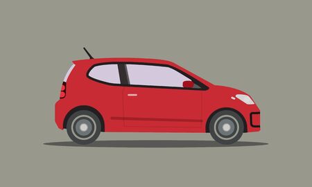 Flat red car vector.Automobile with isolated background.Side of mini car designのイラスト素材