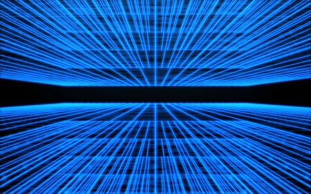 Speed blue lines background.Futuristic digital light lines backgroundの写真素材
