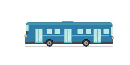 Blue bus flat vector.Service car with isolated backgroundのイラスト素材