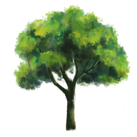 Tree with an isolated background.Garden plant element illustration.Natural object paintingの写真素材