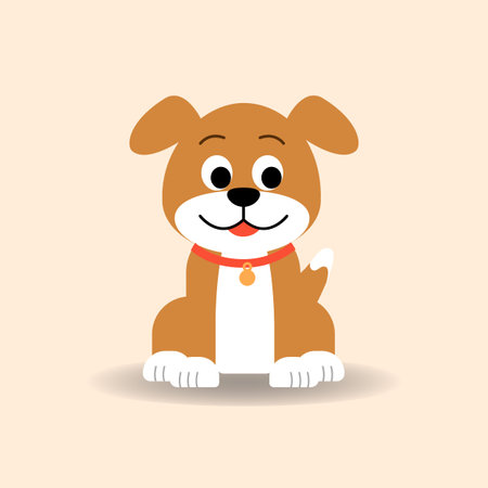 Brown dog sit cartoon. vector illustration.Happy puppy.Alphabet animal conceptのイラスト素材