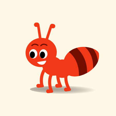 Cute Ant cartoon vector illustration.Happy red ant character doodle flat styleのイラスト素材