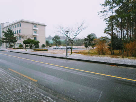 Beautiful winter shot of the city of Seoul buried in snow.のeditorial素材