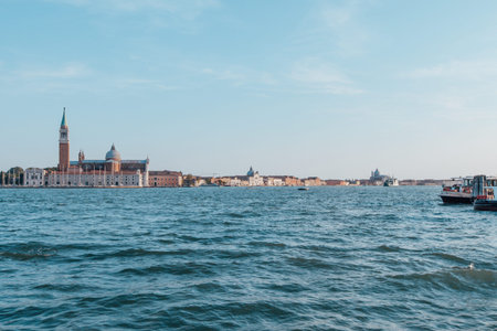 Venice lagoon on a sunny day, Italy. Travel Backgroundの写真素材
