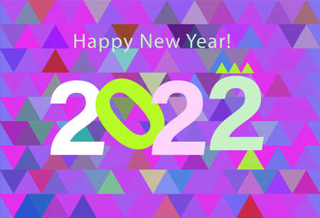 Colorful number 2022. Happy new year 2022 on modern geometric abstract background. Creative design template with 2022 for celebration and season decorationのイラスト素材