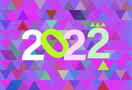 Colorful number 2022. Happy new year on modern geometric abstract background. Creative design template with logo 20-22 for celebration and season decorationのイラスト素材