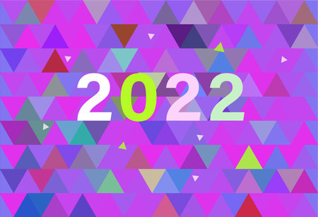 2022 Happy New Year. Colorful creative design template with 22 for celebration and decoration. Trendy background for branding, calendar, multicolor card, banner, coverのイラスト素材