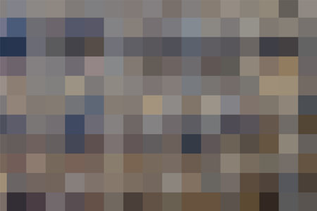 Abstract brown pixel background. Geometric texture of square brown pixels. A backing of mosaic squares for branding, calendar, multicolor card, banner, cover, header for website. EPS10. Vector illustrationのイラスト素材