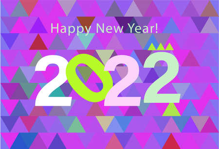 Background of a New Year greeting card. 2022 Happy New Year. Colorful design template with 2022 for celebration decoration. New Year background for calendar, multicolor card, banner, coverのイラスト素材