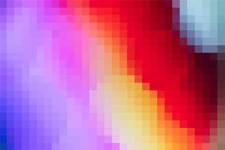 Vector background from red and purple and yellow colors squares. Geometric texture. Abstract art pattern of square pixels, space for your design or text. A backing of mosaic squaresのイラスト素材