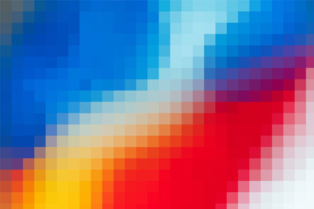 Vector background from red and blue and white and yellow colors squares. Abstract art pattern of square pixels, space for your design or text. A backing of mosaic squaresのイラスト素材