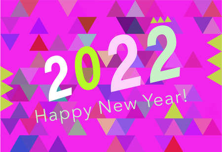2022 Happy New Year on magenta background. Vector design template for celebration decoration. Trendy background for calendar, greeting card, header for website, banner, cover, poster. Vectorのイラスト素材