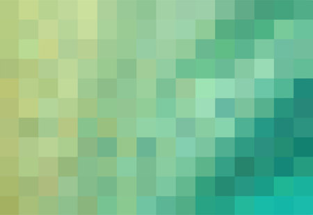 Background from green and yellow colors squares. Geometric texture. Abstract art pattern of square pixels, space for your design or text. A backing of mosaic squaresのイラスト素材