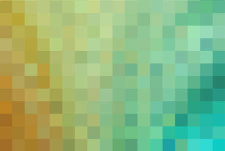 Background from green and yellow colors squares. Geometric texture. Abstract art pattern of square pixels, space for your design or text. A backing of mosaic squaresのイラスト素材