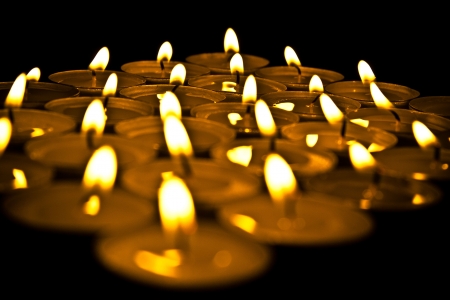 several burning candles の写真素材