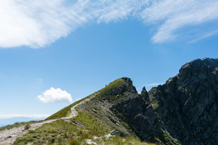 View to mountain ridge with the tops Tri Kopy in Mountains Rohace Western Tatras in Slovak Republic