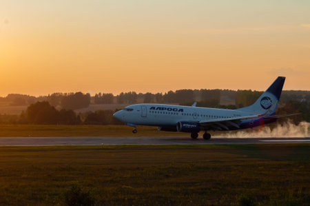 Airbus A320 landing at Novokuzneck Airport
