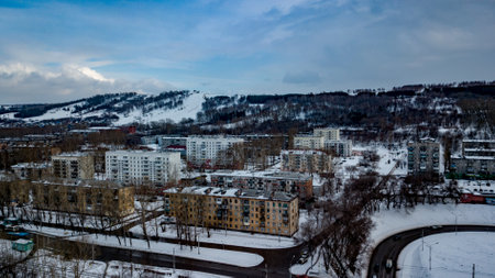 Aerial view of the city of Chelyabinsk, Russiaの写真素材