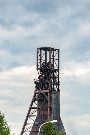 Industrial chimney of a coal power plant in the city.の写真素材