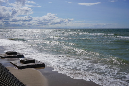 seascape with view of Baltic sea coastline with polnotsennoe in the Kaliningrad regionの写真素材