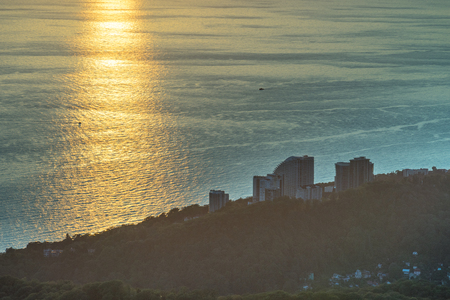 The shoreline of the city of Sochi in Russia and the Black seaの写真素材