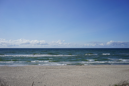 Deserted seascape on the Baltic sea and sand dunesの写真素材