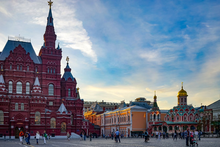 The architecture of the old town and Central square of the capital of Russia with beautiful buildings and chapels. Moscow, Russia. June 2, 2015.のeditorial素材