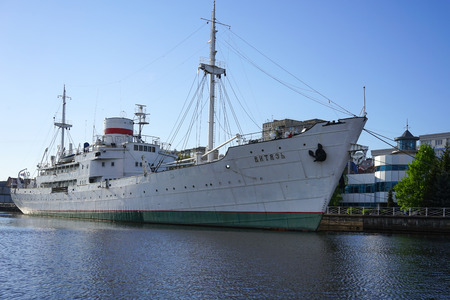Kaliningrad, Russia - May 11, 2016: The Soviet research vessel Vityaz is in the Museum of the World ocean, is located on the quay of the river Pregolya.のeditorial素材