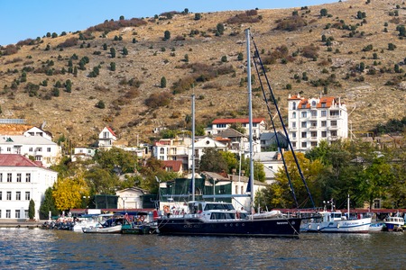 Urban landscape with views and architecture Balaclava on a Sunny summer day.のeditorial素材