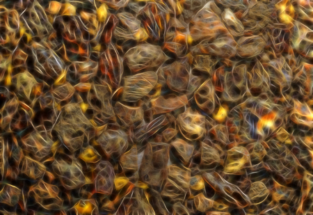 Abstract background amber-orange with silhouettes of stones of various shapes.の写真素材