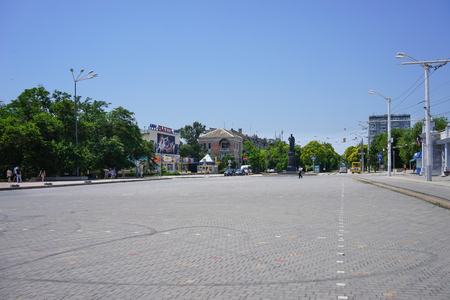 Yevpatoriya, Crimea-June 21, 2015: Square of the ancient city on a clear summer day.のeditorial素材