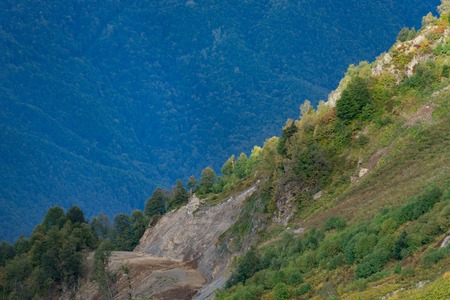 mountain landscape with rocky slopes on Krasnaya Polyana.の写真素材