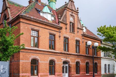 Zelenogradsk, Russia-may 17, 2016 The old red brick buildingのeditorial素材