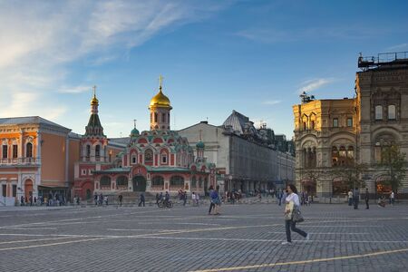 The architecture of the old town and Central square of the capital of Russia with beautiful buildings and chapels. Moscow, Russia. June 2, 2015.のeditorial素材