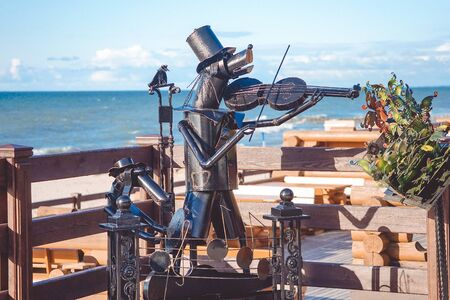 Zelenogradsk, Russia-may 17, 2016: Romantic metal sculpture on the Baltic seaのeditorial素材