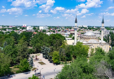 Evpatoria, Crimea-may 24, 2018: Top view of the sights of the ancient city.の写真素材