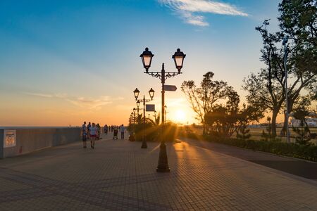 Sochi, Russia-June 9, 2018: The Sochi seafront in the sunsetのeditorial素材