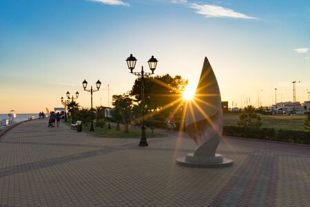 Sochi, Russia-June 9, 2018: The Sochi seafront in the sunsetのeditorial素材