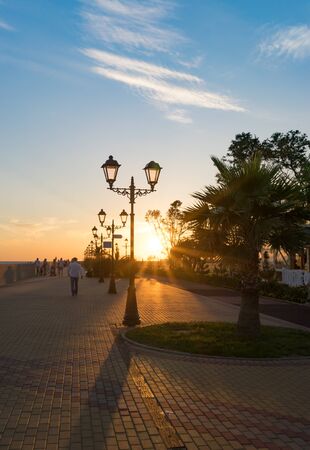 Sochi, Russia-June 9, 2018: The Sochi seafront in the sunsetのeditorial素材