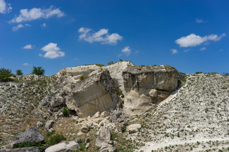 Landscape with a White rock in the Crimea against the blue sky.の写真素材