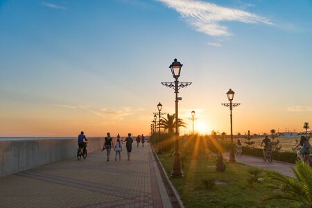 Sochi, Russia-June 9, 2018: The Sochi seafront in the sunsetのeditorial素材