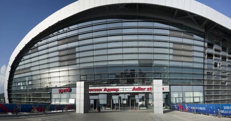 Sochi, Russia-June 15, 2018: Panorama of the railway station in Adlerのeditorial素材
