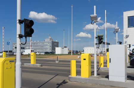 Simferopol, Crimea-may 22, 2018: Modern automatic barrier at the airportのeditorial素材