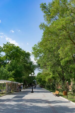 Evpatoria, Crimea-may 23, 2018: pedestrian street to the sea in Evpatoriaのeditorial素材