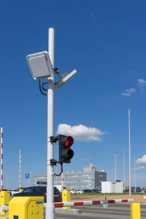 Simferopol, Crimea-may 22, 2018: Modern automatic barrier at the airportのeditorial素材