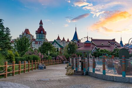 Sochi, Russia-June 19, 2018: amusement Park for children and adults with attractions.のeditorial素材