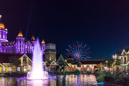 Sochi, Russia-June 19, 2018: night landscape in the amusement Parkのeditorial素材